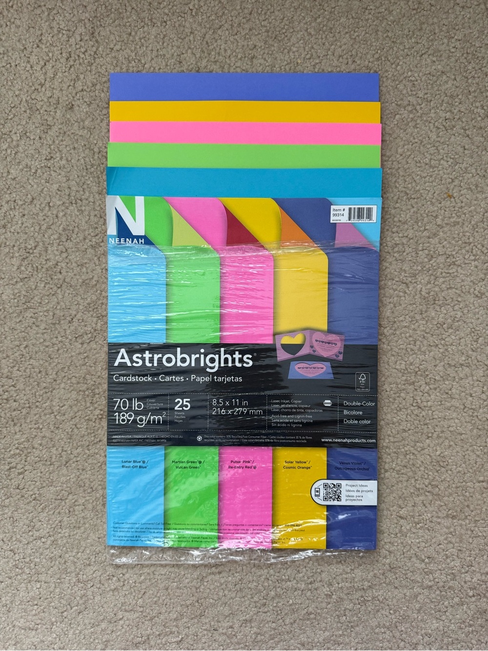 Astrobrights Assorted Neon Cardstock - Multicolor & Double-sided